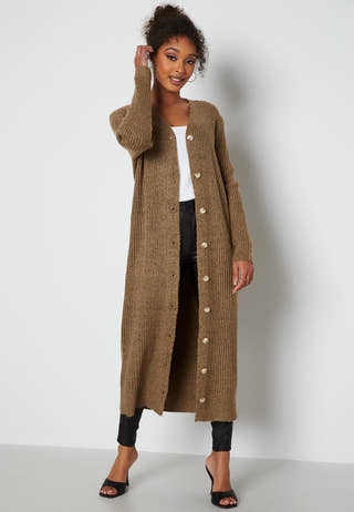 Kemina L/S Long Knit Rib Cardigan