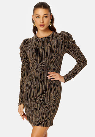 Maze Glitter L/S Short Dress