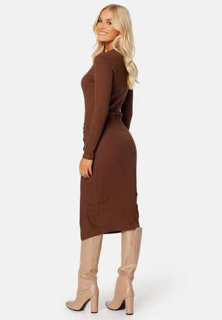 Ribena L/S Slit Midi Dress