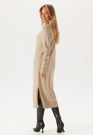 Rill Roll Neck L/S Midi Dress