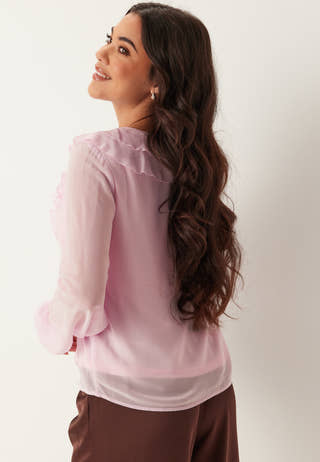 Viane L/S V-NECK FRILL TOP V-N