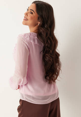 Viane L/S V-NECK FRILL TOP V-N