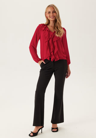 Viane L/S V-NECK FRILL TOP V-N