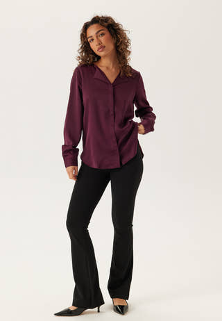 Viellette V-neck L/S Satin Shirt