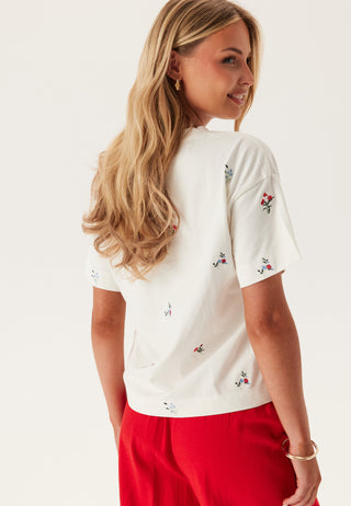 Vimonie Flower Emb S/S O-NECK