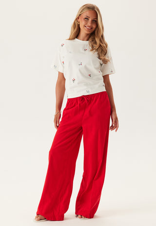 Vimonie Flower Emb S/S O-NECK