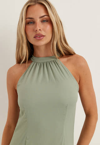 Visella Halterneck Flounch Dress