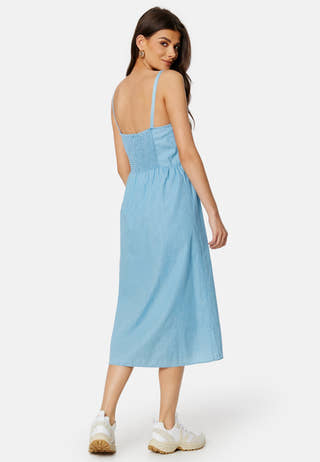 Zia Strap Midi Denim Dress