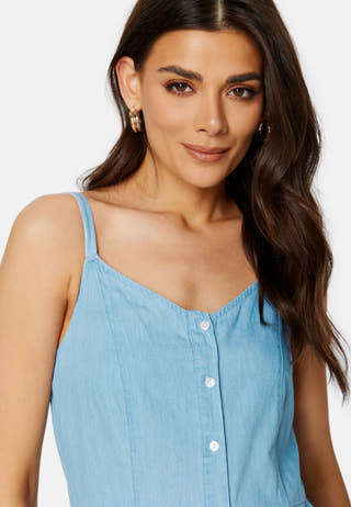 Zia Strap Midi Denim Dress