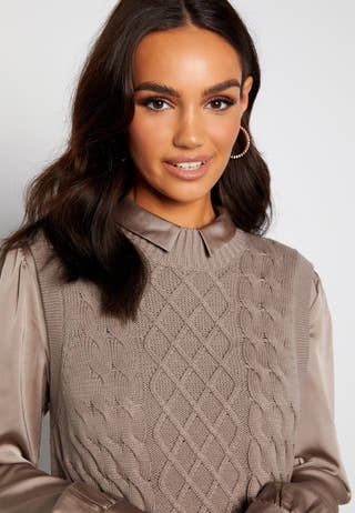 Zuri Cable S/L Knit Vest Dress