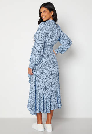 Clora LS Midi Wrap Dress