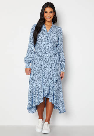 Clora LS Midi Wrap Dress