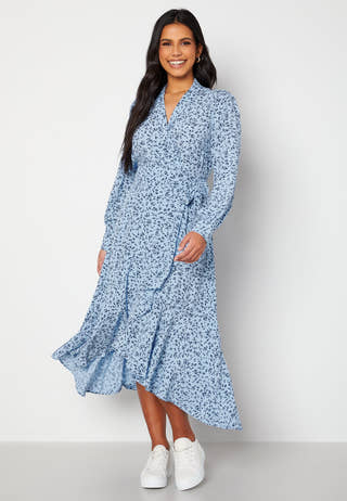 Clora LS Midi Wrap Dress