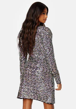 Multiseq Velvet LS Wrap Dress