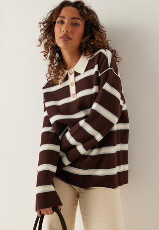 Yasisabell Ls Polo Knit Pullover